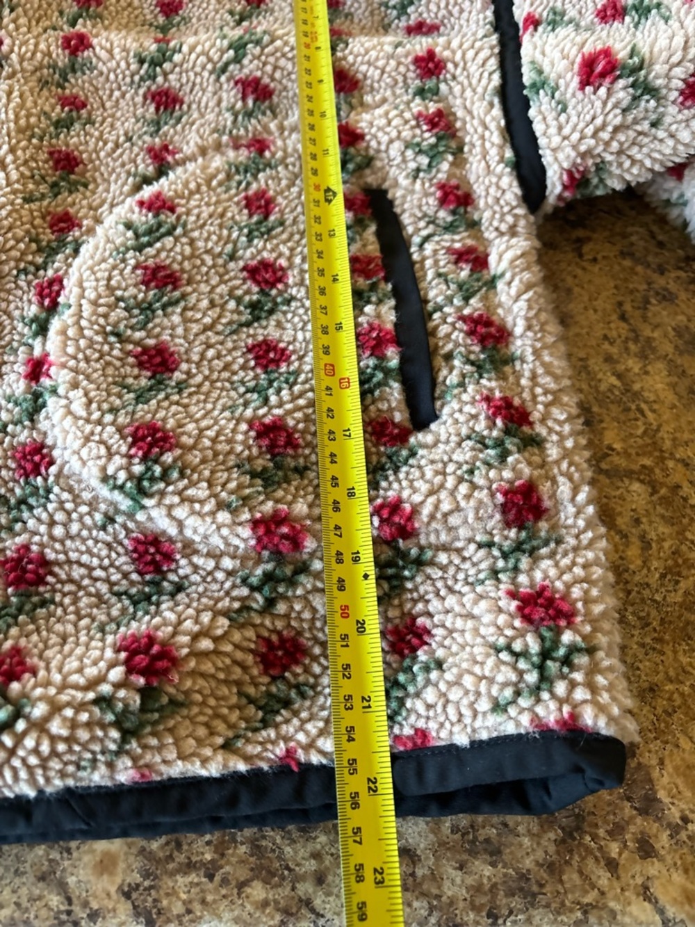 Cozy Teddy Plush Fleece, Oversized, PROMESA, Floral, Half-Zip Pullover, Fall S - Picture 13 of 16